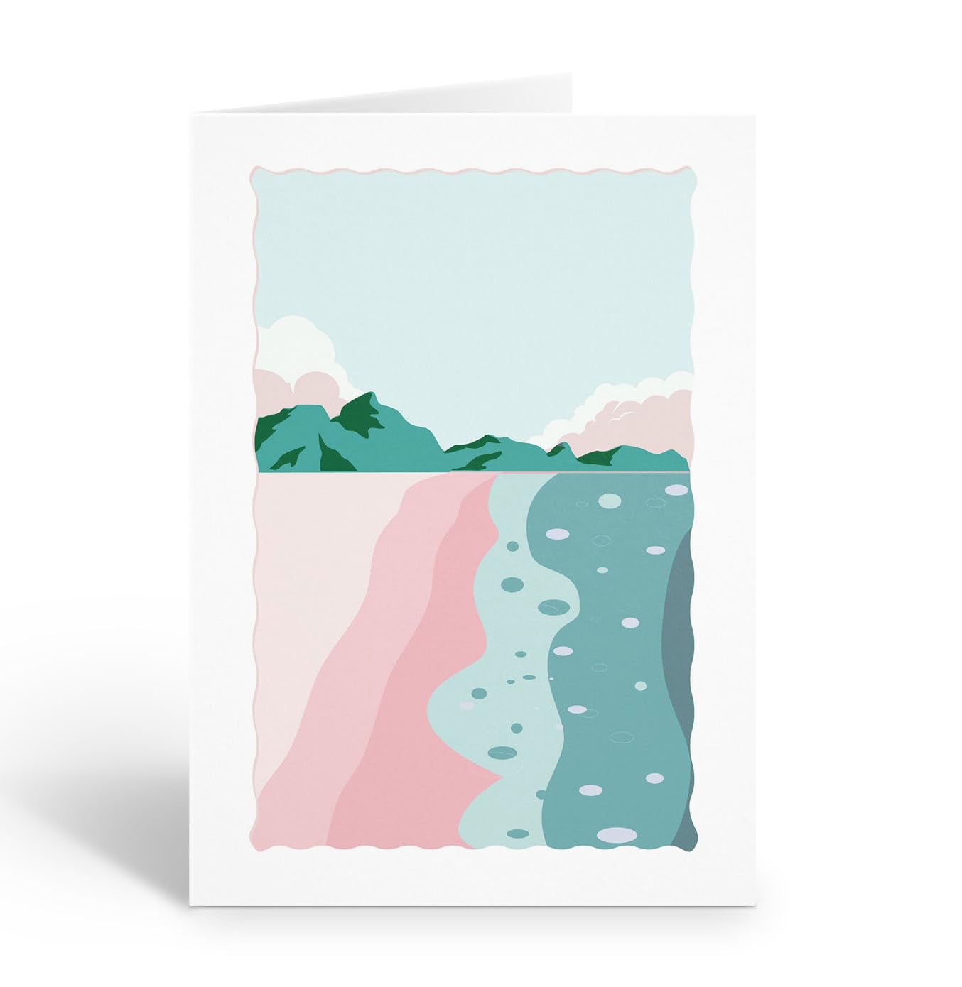 Stonehouse Collection Beach Note Card Set, Ocean Wave Design with Sandy Shore Background, Blank Inside (Low Tide)
