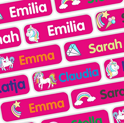 Etichette Nomi Personalizzate Per Bambini - 70 Adesivi Colorati Unicorno - Resistenti Al Lavaggio - Foto 6