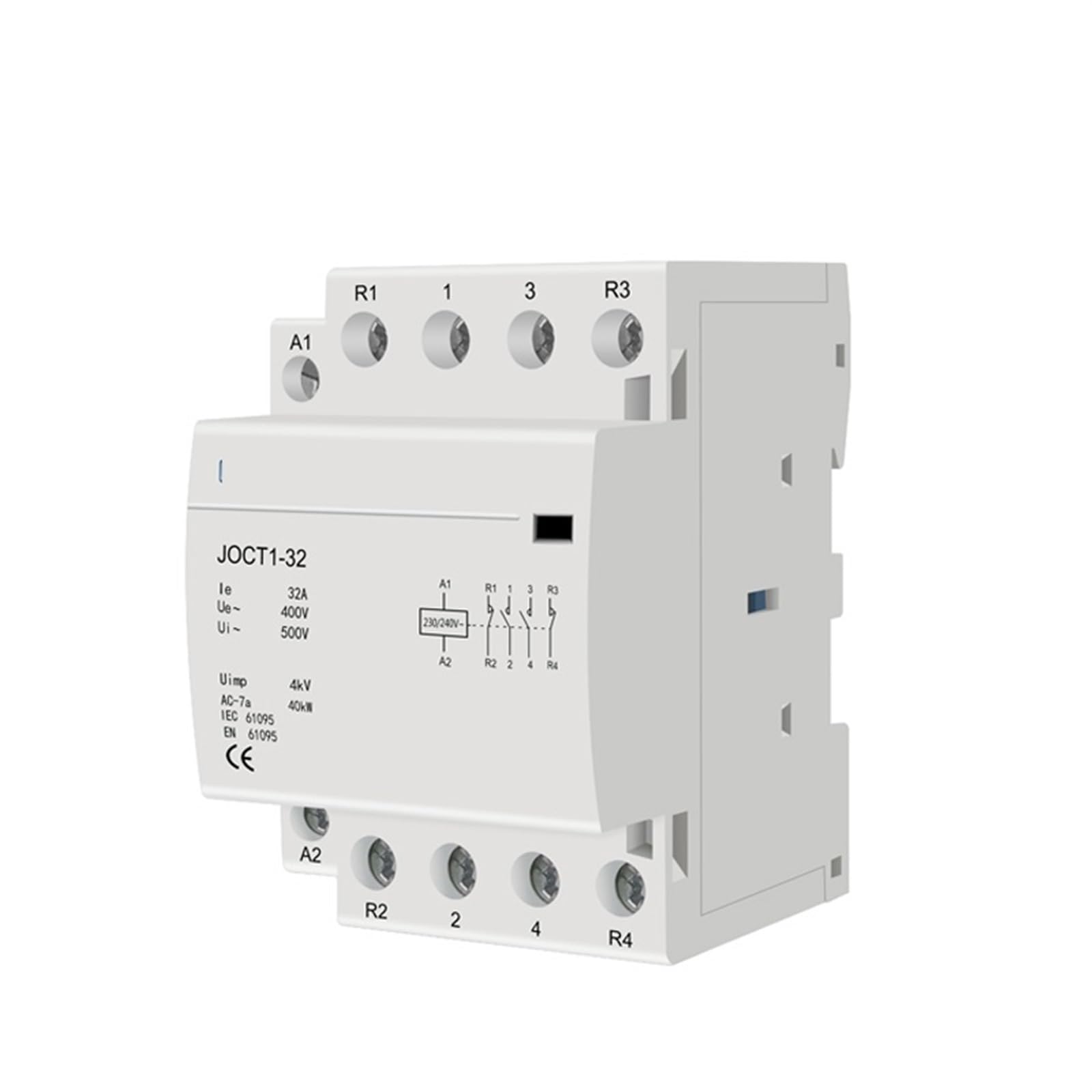 IVEKYKIBC 4P 32A 220V/230V 50/60HZ Din Rail Household Ac Contactor 1NO 3NC/ 2NO 2NC/3NO 1NC/4NO/4NC 1Pcs(4P 32A 2NO 2NC)