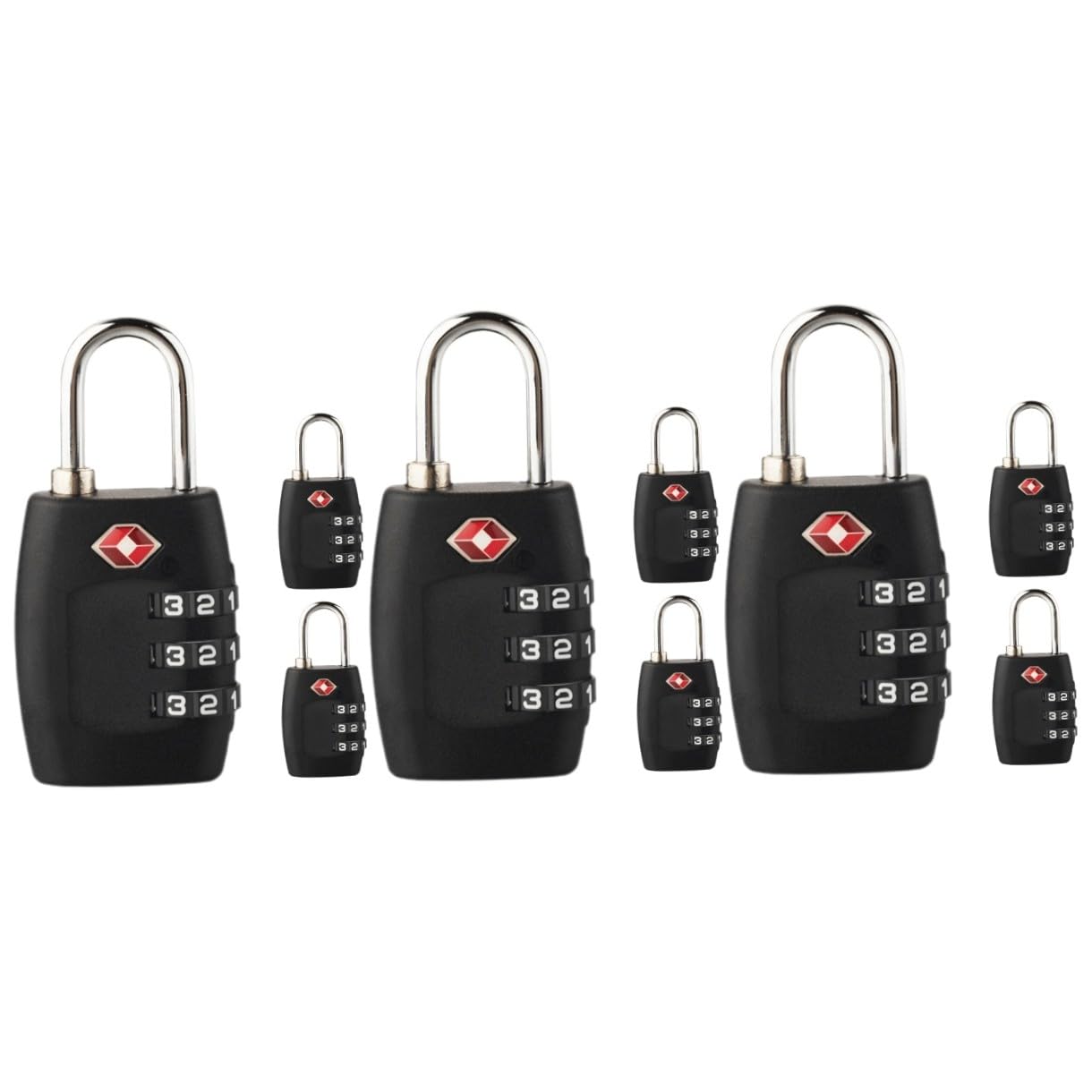 DOITOOL 3 Sätze Sicherheitsschloss Codeschloss Zahlenschloss Fall Kombinationsschloss Tragbar Schließfachschlösser Für Das Fitnessstudio Spind-schloss-kombination Stahl Black 3 Stück * 3