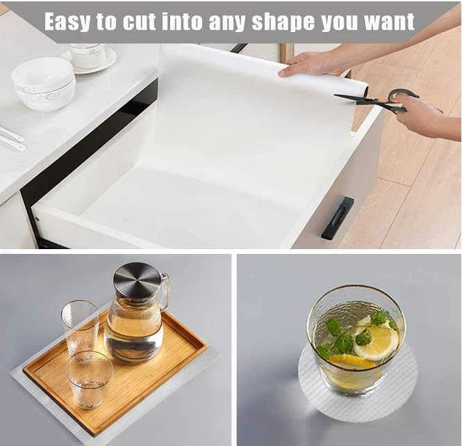 Image of JRM Multipurpose Waterproof EVA Anti-Slip Mat Roll for Kitchen, Drawer, Fridge, and Shelf Liner | Super Strong, Food Grade (Transparent, 45W x 125L cm (1.25L m))