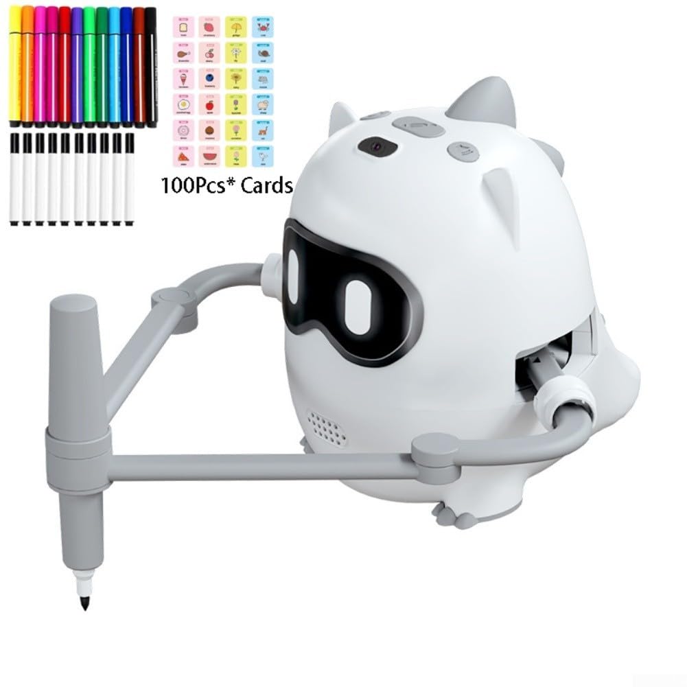 Robot de dibujo con cámara de 100 tarjetas STEM Toy (blanco)