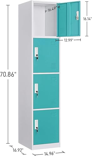 Miniatura 3 de Rophefx Armario de metal, armario de almacenamiento de acero de 4 niveles, armario de almacenamiento para el hogar y la escuela para niños,