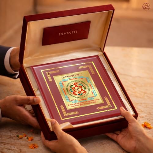 Image of DIVINITI Siddh Energised Shree Baglamukhi Yantra | 24k Gold Plated Foil Victory Protection Vastu Frame for Home, Office & Puja Room | Spiritual Yantra for Protection, Victory & Confidence (12 X 11 CM)