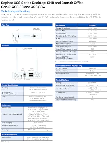 Image of Sophos XGS 88 (Gen2) Network Security Appliance with 1 Year Standard Protection (XT88ZZ12ZZPCUS) | 4 x 2.5 GE Ports | Advanced Threat Protection, SD-WAN, Secure VPN, Centralized Management