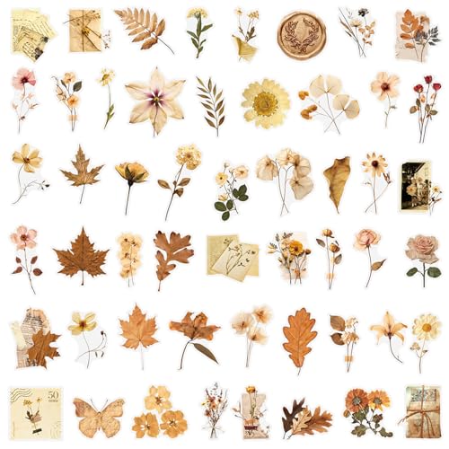 Image of Transparent Flora Scrapbook Stickers Aesthetic Flowers Stickers(100) | Transparent & Waterproof Sticker for Scrapbook Journal Water Bottle Kindle, DIY Crafts, Party Supplies