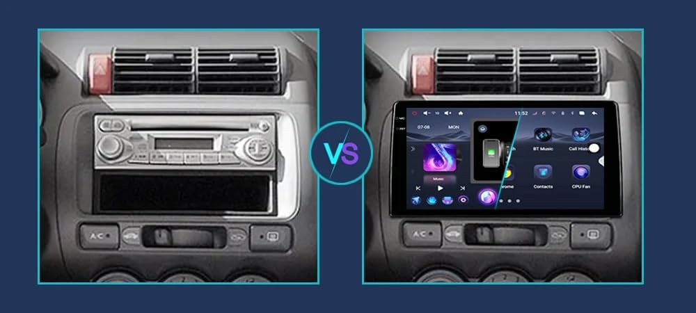 Lettore Audio per Auto per Honda Jazz 1 GD 2001-2008 Android 15 9 Pollici Car Navigazione con Bt Wifi Fm Gps Wireless Carplay Android Auto Per, 4 Core 4G+64G