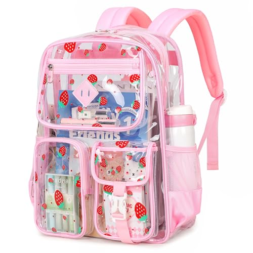 Image of PIG PIG GIRL Clear Backpack for School,Heavy Duty PVC Transparent Bookbag for Girls Stadium Approved See Through Backpack