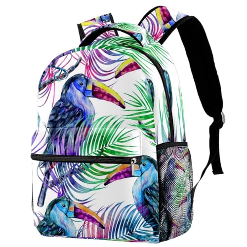 Sac à dos d'école toucans feuilles de palmier résistant pour adolescents branchés