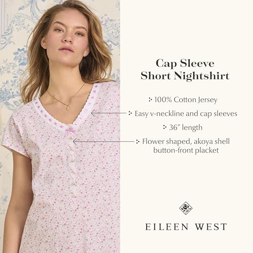 Image of Eileen West Sleepwear & Loungewear for Women - Jersey Knit Collection - 100% Cotton Lightweight Breathable Short Nightshirt