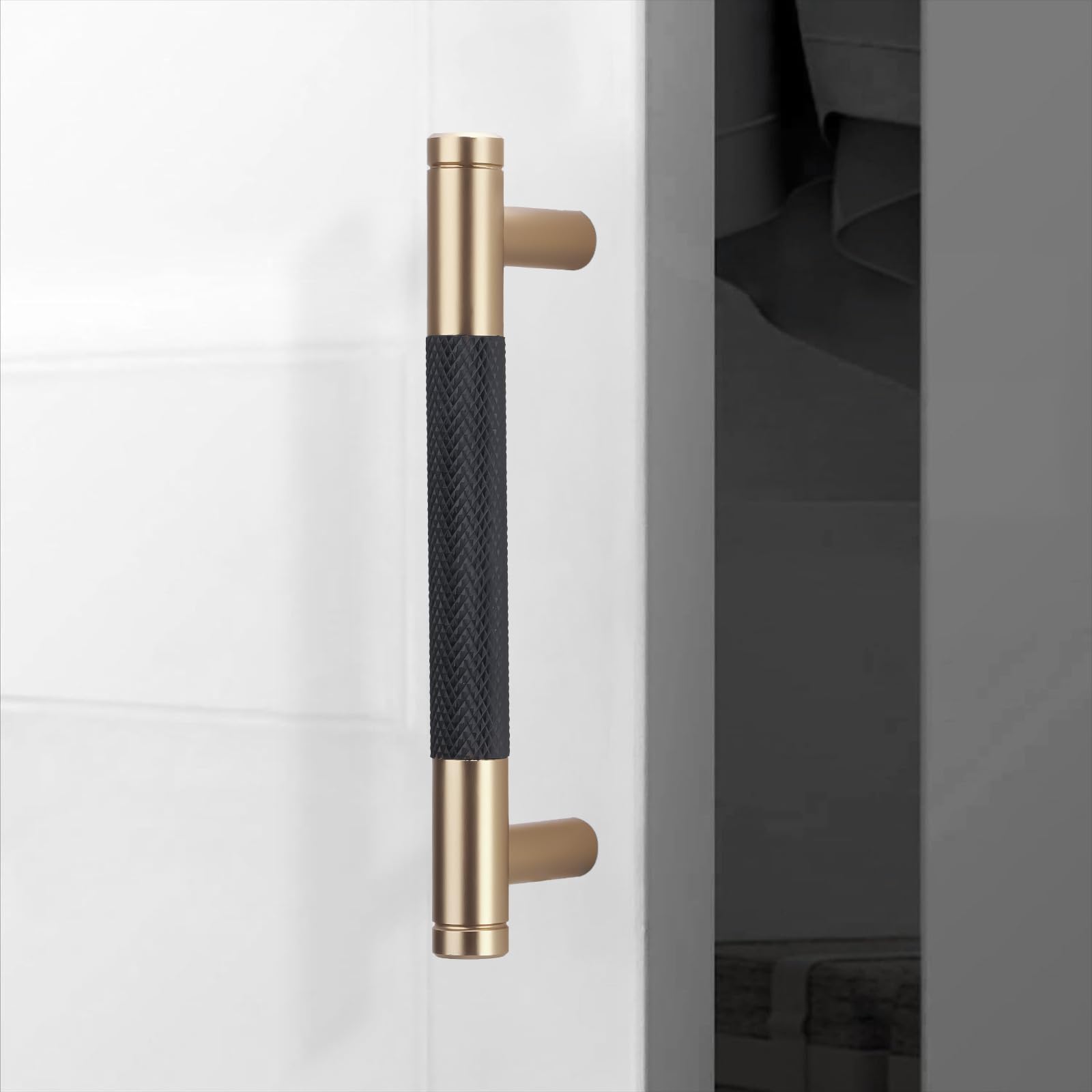 Confezione da 10 maniglie zigrinate in rame nero e champagne da 25,4 cm, moderne maniglie per armadietti da cucina con ferramenta per cassetti