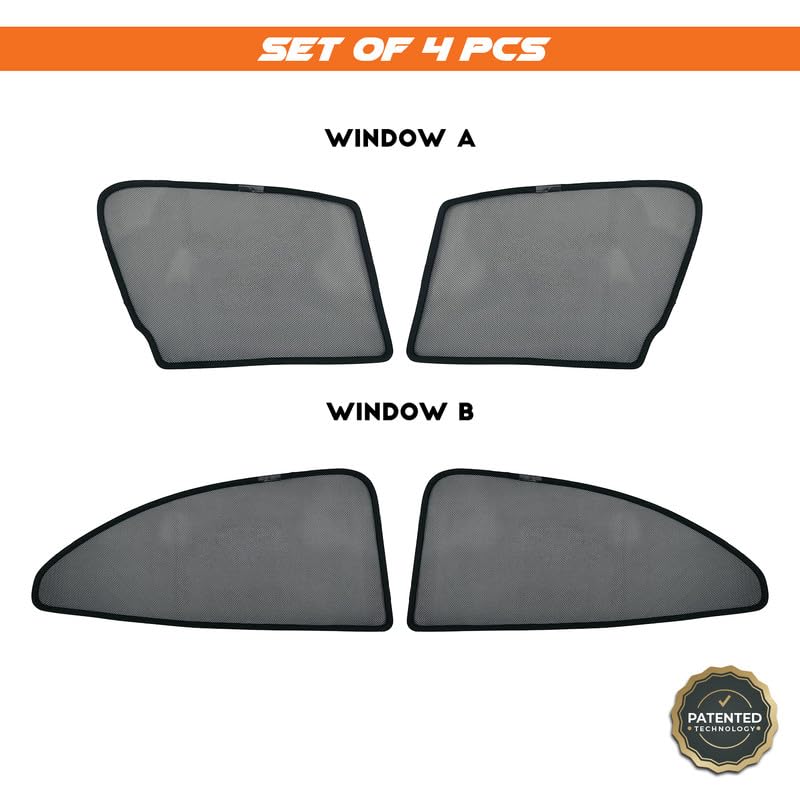 Image of Maruti Suzuki Dzire Magnetic Sun Shades /Curtains - Set of 4pcs (Row A /B) Suitable for Dzire 2024 Onwards