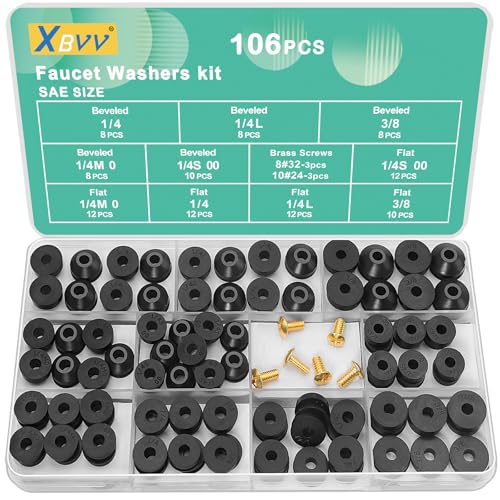 XBVV 106 PCS Faucet Washer Assortment Kit with Assorted Flat and ...