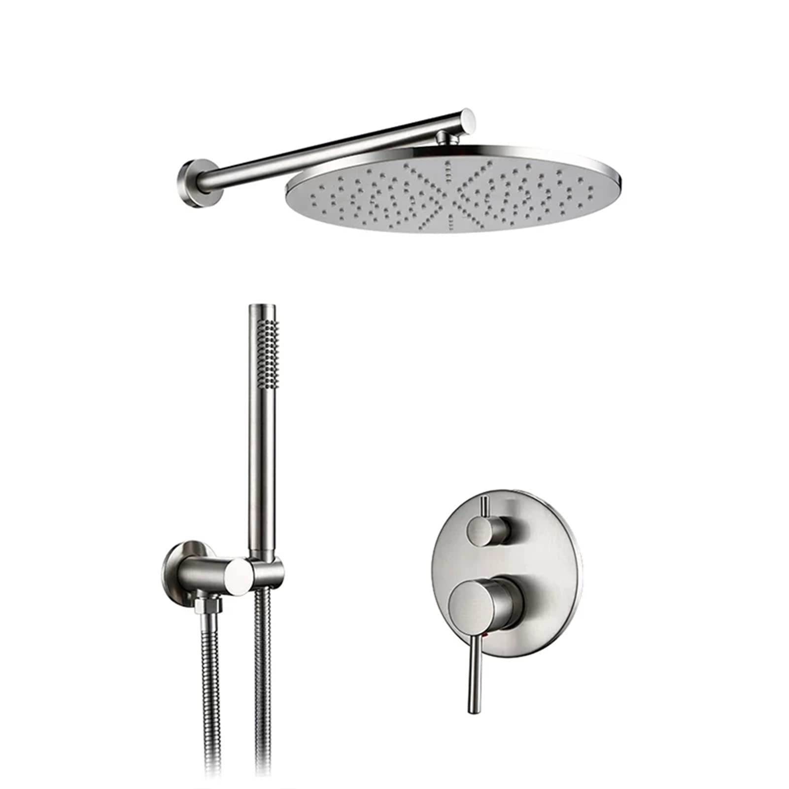 OZBMA Shower Faucet Set Brushed, Bathroom 8-12 Inch Rainfall Head and Handheld Set, Wall Mounted Hot Cold System,10 (A 10 tum) (A 12 tum)