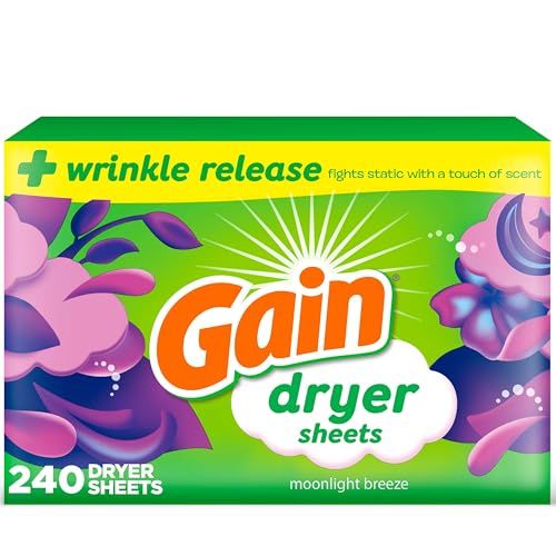 Gain Dryer Sheets Laundry Fabric Softener, Moonlight Breeze, 240 Count