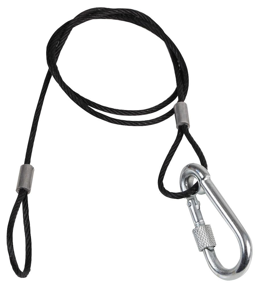PULSE Black Wire Safety Bond, 3mm x 750mm - 25kg Working Load Limit, Screw-Gate Carabiner Hook - Stage & Rigging Safety Cable