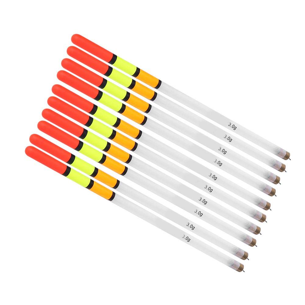 10 Pcs Fishing Bobber Kit, Plastic Floats & Bobber Assortment Stick Tube Multi-Purpose Fish Feed Baits for Various Fishing(3.0 White)
