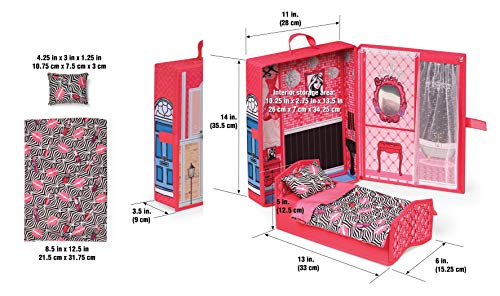 Badger Basket Home & Go Dollhouse Playset Travel & Storage Case With Pop-Up Bed For 12 Inch Fashion Dolls #TOP6