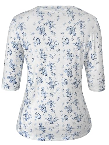 Image of JomeDesign Womens Tops 3 /4 Sleeve Shirts Round Neck Loose Casual Blouses Floral Print Tshirts