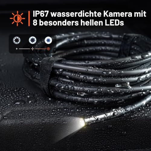 Teslong 1080P Endoskopkamera mit Licht, WiFi Endoskopkamera, IP67 Wasserdichtes Inspektionskamera...