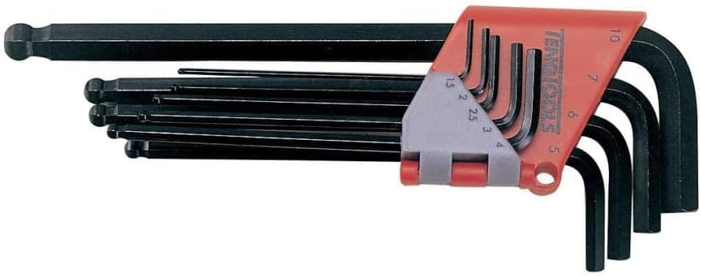 Teng Tools 9 Piece Metric Ball Point Hex Key/Allen Wrench Set (1.5mm - 10mm) - 1479MMA, Silver