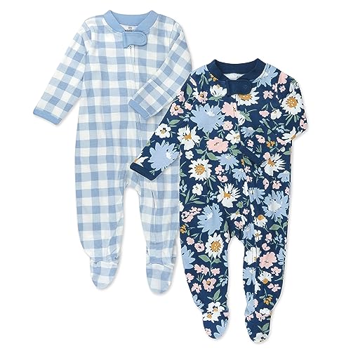Image of HonestBaby Footed Sleep & Play Pajamas Organic Cotton for Infant Baby Girls (LEGACY)