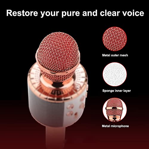 Microfone Karaokê sem fio, 281 Gramas Microfones Bluetooth de mão com alto-falante Máquina de karaok