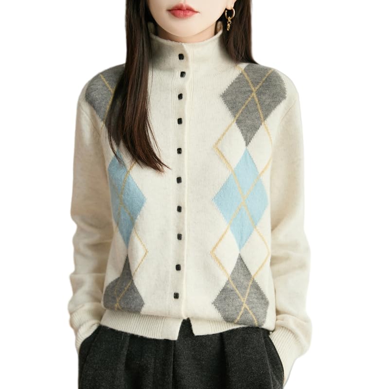 Cárdigan Lana para Mujer con Cuello Solapa Y Botones, Manga Larga, Ajustado, de Punto Liso, Elegante, Informal, Cálido, para La Oficina, Conjuntos Primavera Y Otoño.