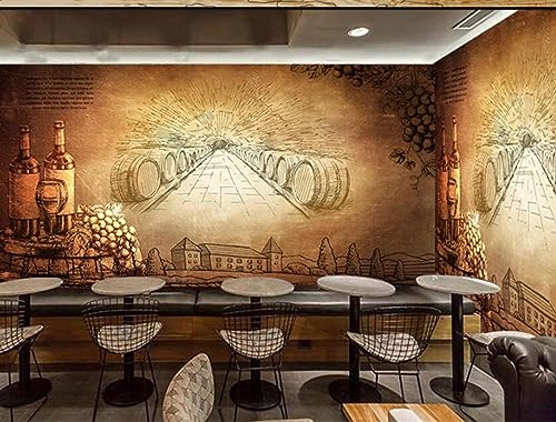 Fondos De Pantalla 3D Pared De Fondopapel Pintado A Mano Con Tema De Vino, Fondos De Pantalla 3D, Bodega De Vino, Finca De Uva, Sala De Vino, Decoración Industrial, Papel De Pared 3D-140Cmx100Cm