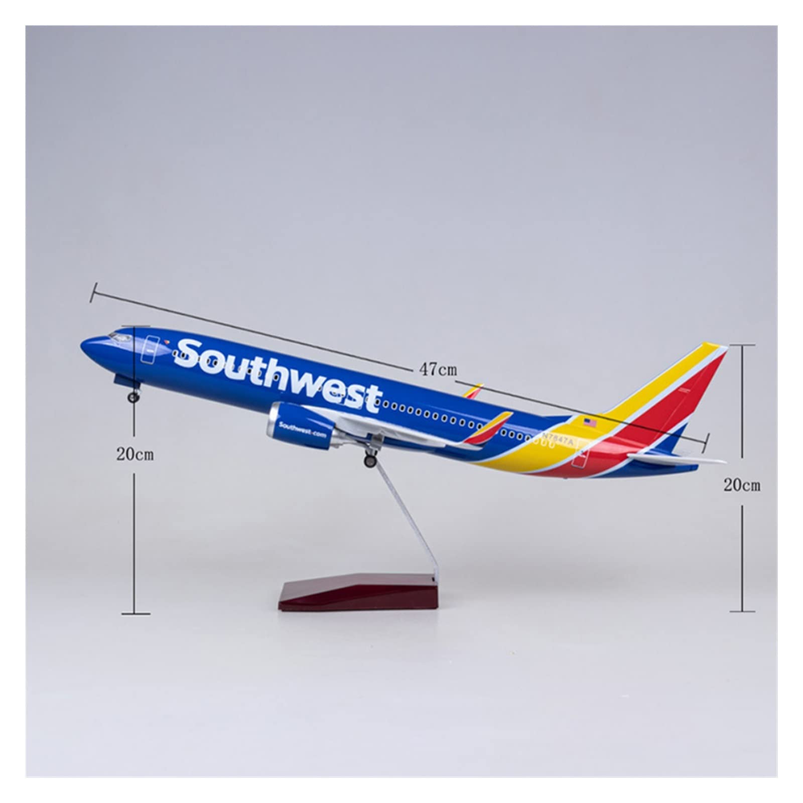 Modello di Aeroplano 1/85 Adatto per 737-700 B737-700 luci e Ruote per Aerei Modello in Resina plastica Modello di Aereo in Scala Giocattolo(A)