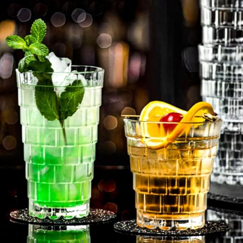 Image of Premium 350ML Juice Glasses Drinking Glasses, Highball Lead-Free Glasses, Tumblers for Water, Juice, Beer, Cocktail and Mixed Drinks - Pieces, Transparent (Hiball Glasses, 4 Count (Pack of 1))