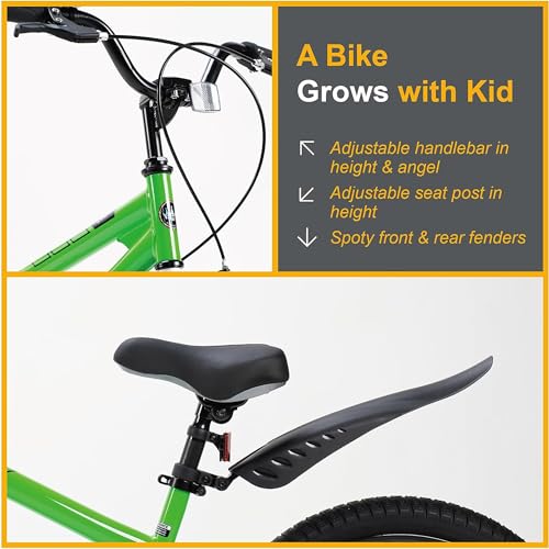 Image of RoyalBaby Bicycle for Kids Cycle for 6-10 Years Boys & Girls 20 Inch | Training Wheels | Adjustable Seat | 1 Year Warranty | Green