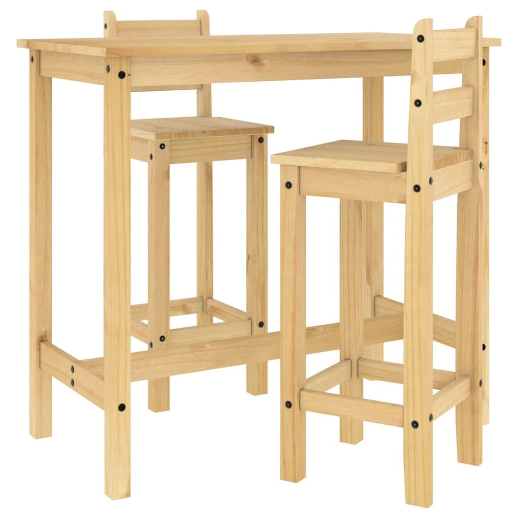 Set de bar 3 pièces en bois massif de pin, ensemble de table de bar, ensemble de chaises de salle à manger, chaises de cuisine, salle à manger, salon