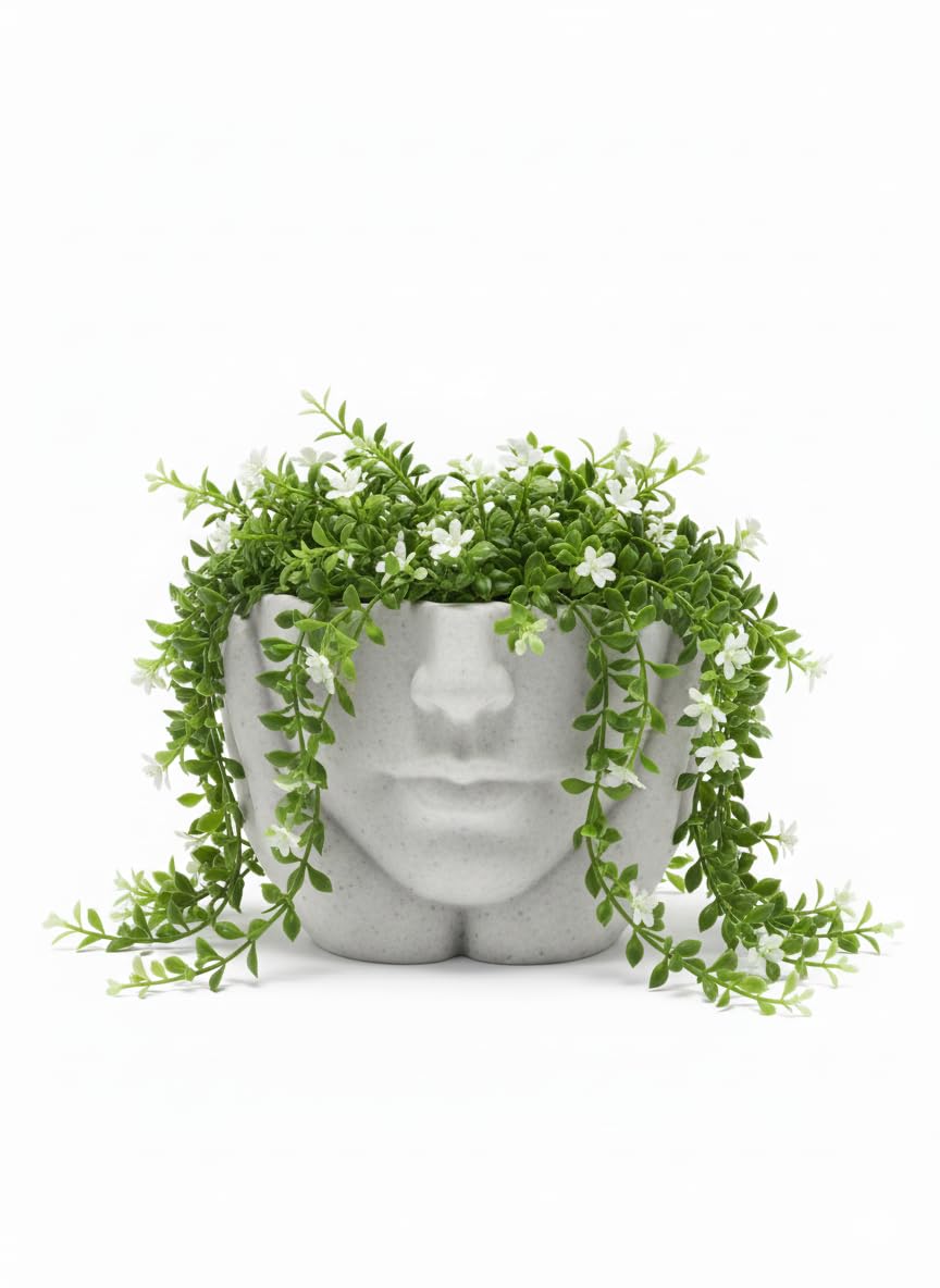 Vase for Flowers Women Face Design White Marble Finish | Decorative Flower Vase for Living Room & Bedroom | Table Top Vase for Dining Table Decor | Modern Home Decor Showpiece-image-28