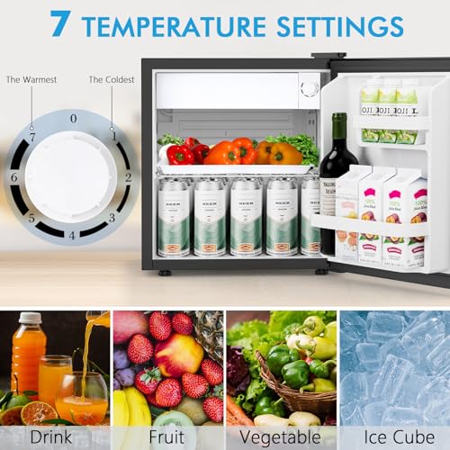 Image of COWSAR 1.6 Cu.Ft Compact Fridge with Freezer, Refrigerator with 7 Temperature Settings, Energy-efficient Low Noise Small Refrigerator Suitable For Dorm, Office, Bar, RV, Bedroom, Commercial