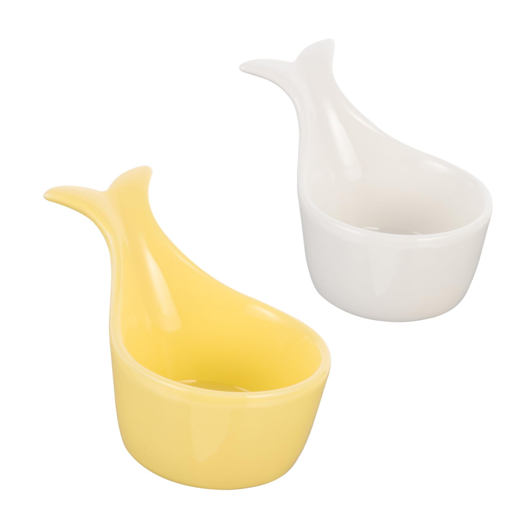 COLLBATH 2 Pcs Fish Bowl Dessert Baking Bowl Snack Dip Bowls Mini Dipping Bowl Sundae Dish Fish Shaped Dish Flavor Plate Saucer Food Serving Bowl Mousse Cup Ketchup Side Dish Ceramics White