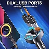 Bluetooth 5.4 HiFi Bass Sound FM Transmitter,Wireless Radio Music Fast Charging Adapter,Bluetooth Wireless Radio Adapter Car Kit With 2 USB Ports Car Charger LED Display Hands-Free Calling,USB Drive - Image 3