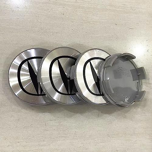 FUQUYUAN 4PCS for 69MM Wheel Rim Center Hub Caps Cover Silver & Black Logo Emblem Badge OEM (Silver for 69MM)