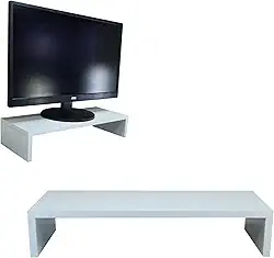 Suporte Para Computador Monitor PC Setup Gamer Mesa Organizador Home Office Ergonomico MDF 50cm (Branco)