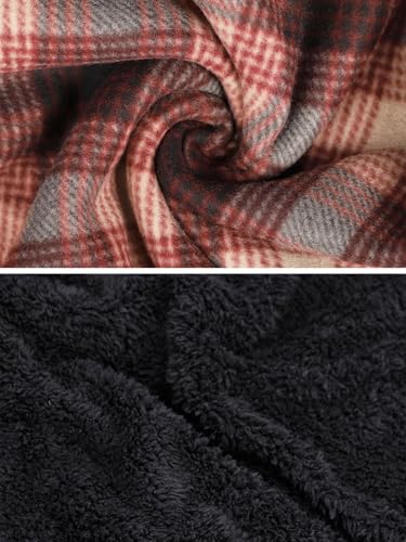 Image of Facitisu Hoodies for Men Sherpa Lined Heavyweight Flannel Jackets Fleece Plaid Winter Warm Coats