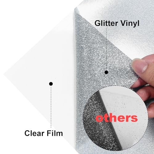 Image of Silver Glitter HTV Heat Transfer Vinyl, 12 inch x 5ft lron on Vinyl, for T-Shirt Ironing, Vinyl HTV Easy to Cut and Weed, The Best Choice for DIY Creativity. (Silver, 12 inch x5ft)