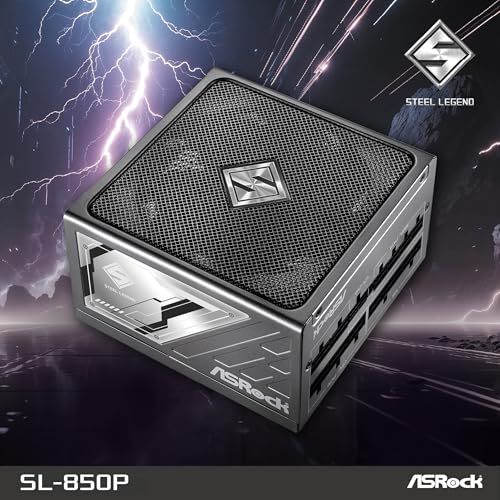 Image of ASRock Steel Legend SL-850P 850W ATX Power Supply, 80 Plus Platinum, ATX3.1 & PCIe 5.1 Ready, Fully Modular, 135mm FDB Fan, 10-Year Warranty Lambda A+
