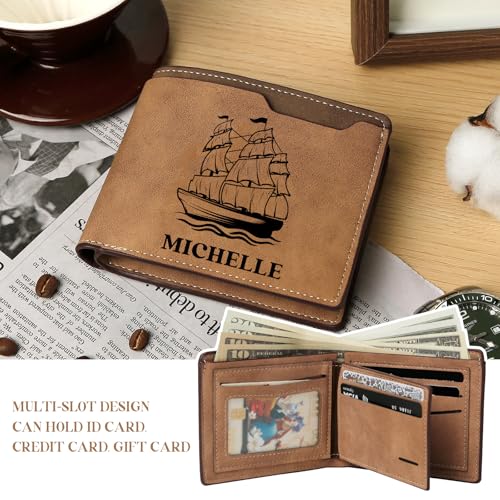 Custom Wallet for Men Personalized Wallet with Name & Text Dad Gifts Customized Leather Bifold Wallet Personalized Gifts for Husband Boyfriend Son Groomsmen Birthday Father's Gifts3