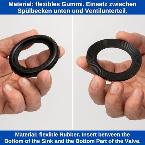 Profildichtung für Ablaufventil, 2 Stück, Ø 67 x 43 x 7 mm, für 1 1/2 Zoll Spülbecken Garnituren, Spültisch Ventilunterteil Ersatz Dichtung, Dichtungssatz Küchenarmatur, Dichtring Installationssystem