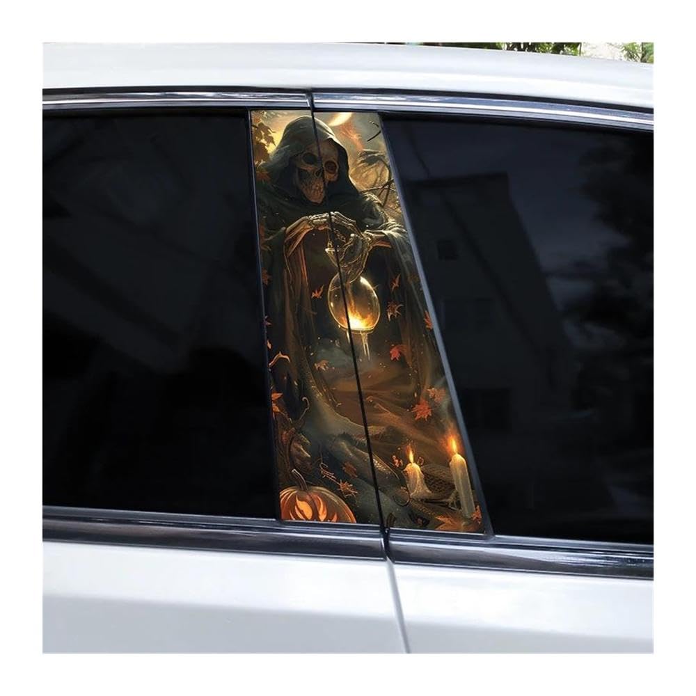Body Parts 2pcs Car Window Pillar Decals Horror Skull Decoration Stickers DIY Car B-Pillar Stickers(E)