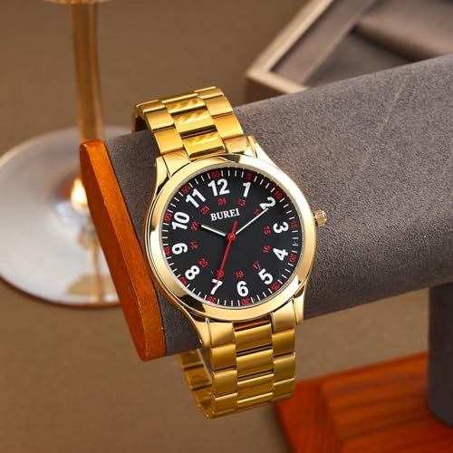 Image of BUREI Men's Wrist Watch, Analog Stainless Steel Dress Waterproof Quartz Watch for Men with Japanese Movement,Refined Gifts for Men, Boyfriend, Husband, Dad