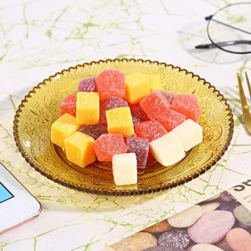 Sizikato 4Pcs Amber Glass Snack Plate With Lace Trim, 6-Inch Dried Fruit Plate Dessert Plate For Home And Ktv #TOP2