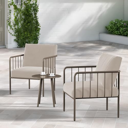 3 Pieces Patio Furniture Set, Armchairs with Coffee Table, Outdoo...