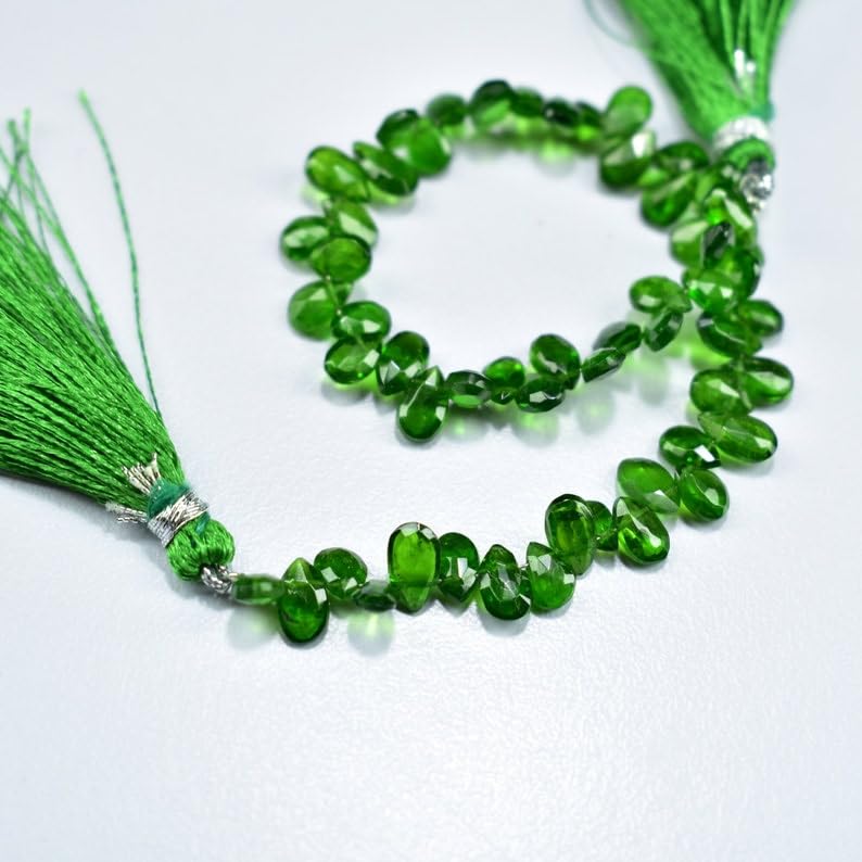 Naturalny chromowany diopsyd gruszka fasetowane koraliki 4 x 6-4,5 x 7 mm 18 cm długi sznurek tworzenie biżuterii koraliki z kamieni szlachetnych do naszyjnika bransoletki