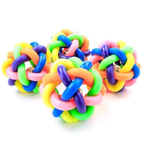 Brinquedo Bola Colorida Com Guizo Sino Modedor Pet Para Cachorros E Gatos JD-005